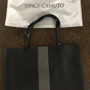 Vince Camuto Tote In Black with Grey Stripe-NWT